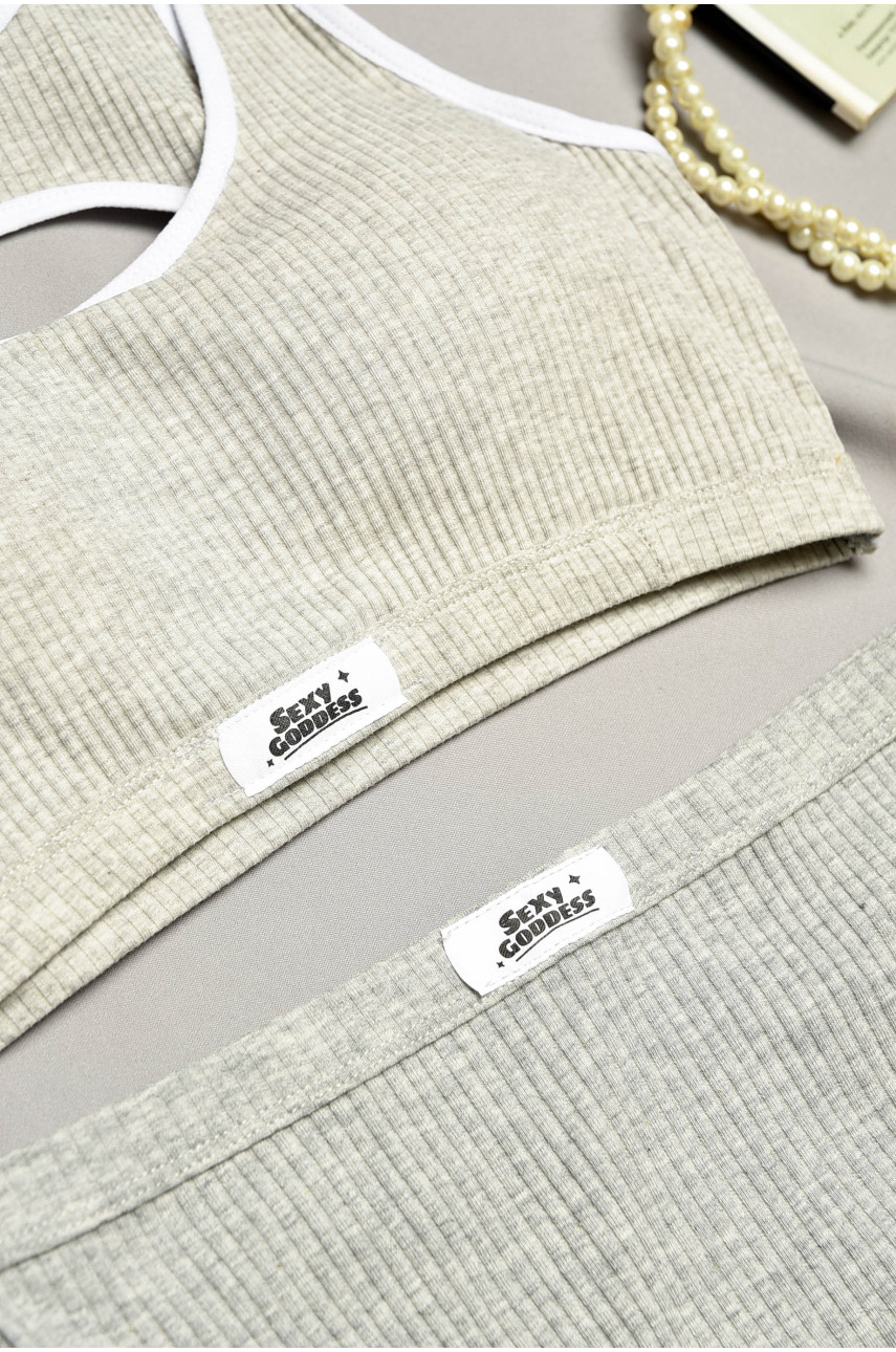 Комплект жіночий рубчик сірого кольору чашка В 2301 168741 Комплект жіночий рубчик сірого кольору чашка В 2301 168741