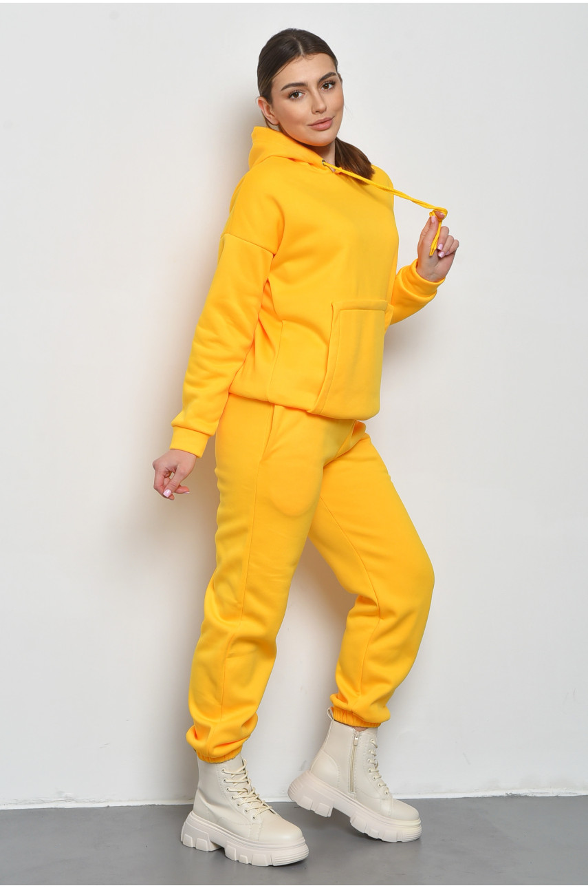 Спортивный костюм женский на флисе желтого цвета 528 168759