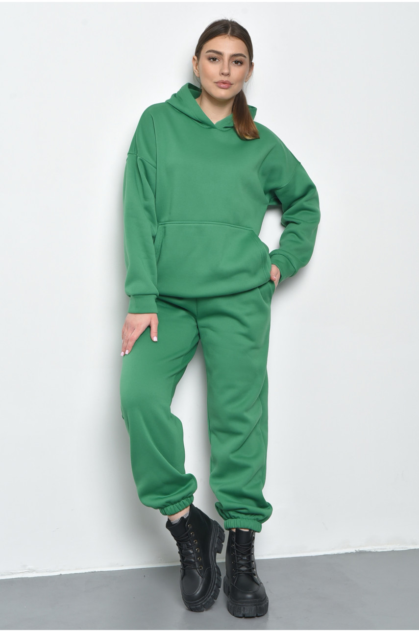 Спортивный костюм женский на флисе зеленого цвета 1188 168794