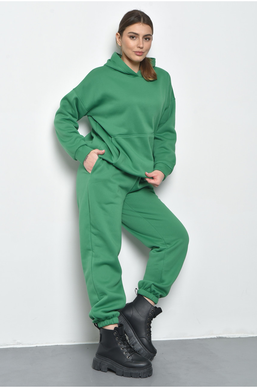 Спортивный костюм женский на флисе зеленого цвета 1188 168794