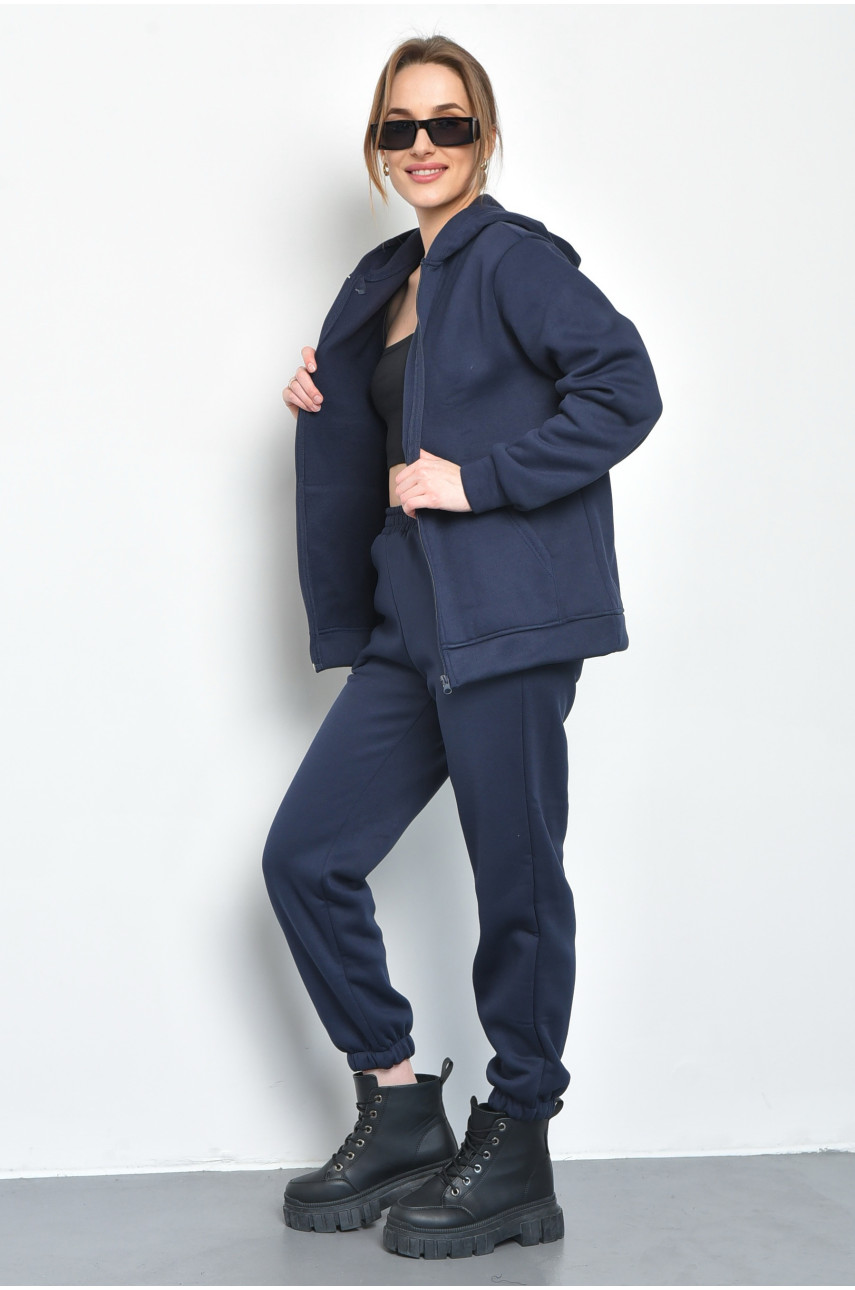 Спортивний костюм жіночий на флісі темно-синього кольору 1155 168808