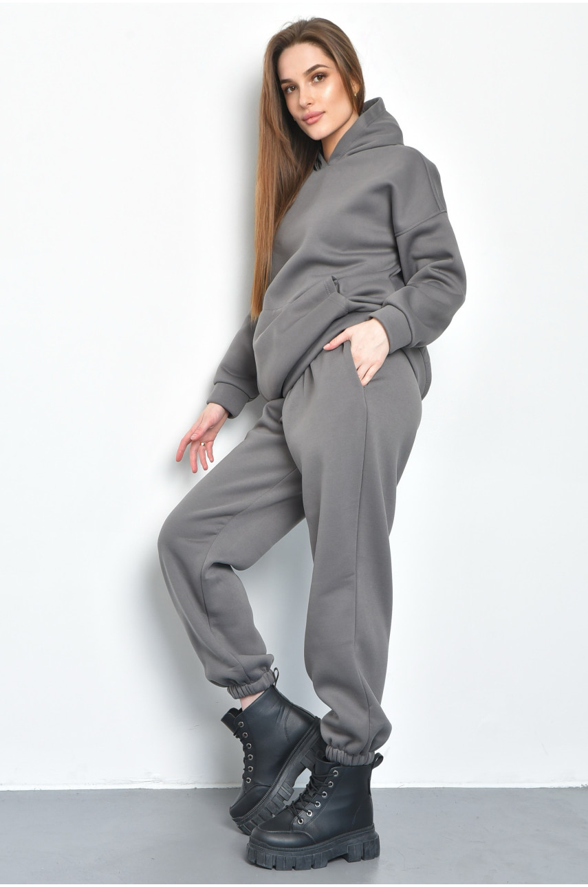 Спортивный костюм женский на флисе серого цвета 918 168856