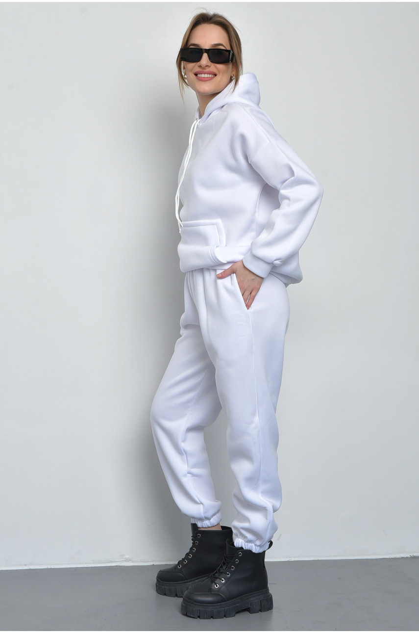 Спортивный костюм женский на флисе белого цвета 528 168867