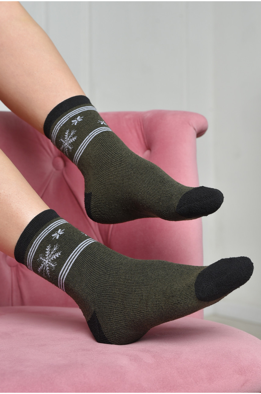 Шкарпетки махрові жіночі кольору хакі розмір 23-25(36-39) 169064