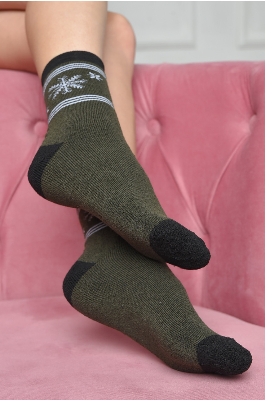 Шкарпетки махрові жіночі кольору хакі розмір 23-25(36-39) 169064