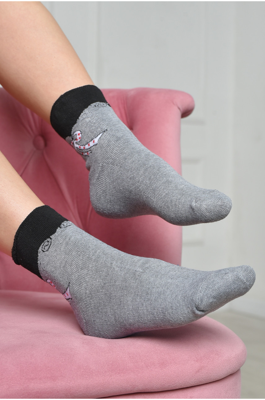 Шкарпетки махрові жіночі медичні без гумки сірого кольору розмір 36-41 6201 169092