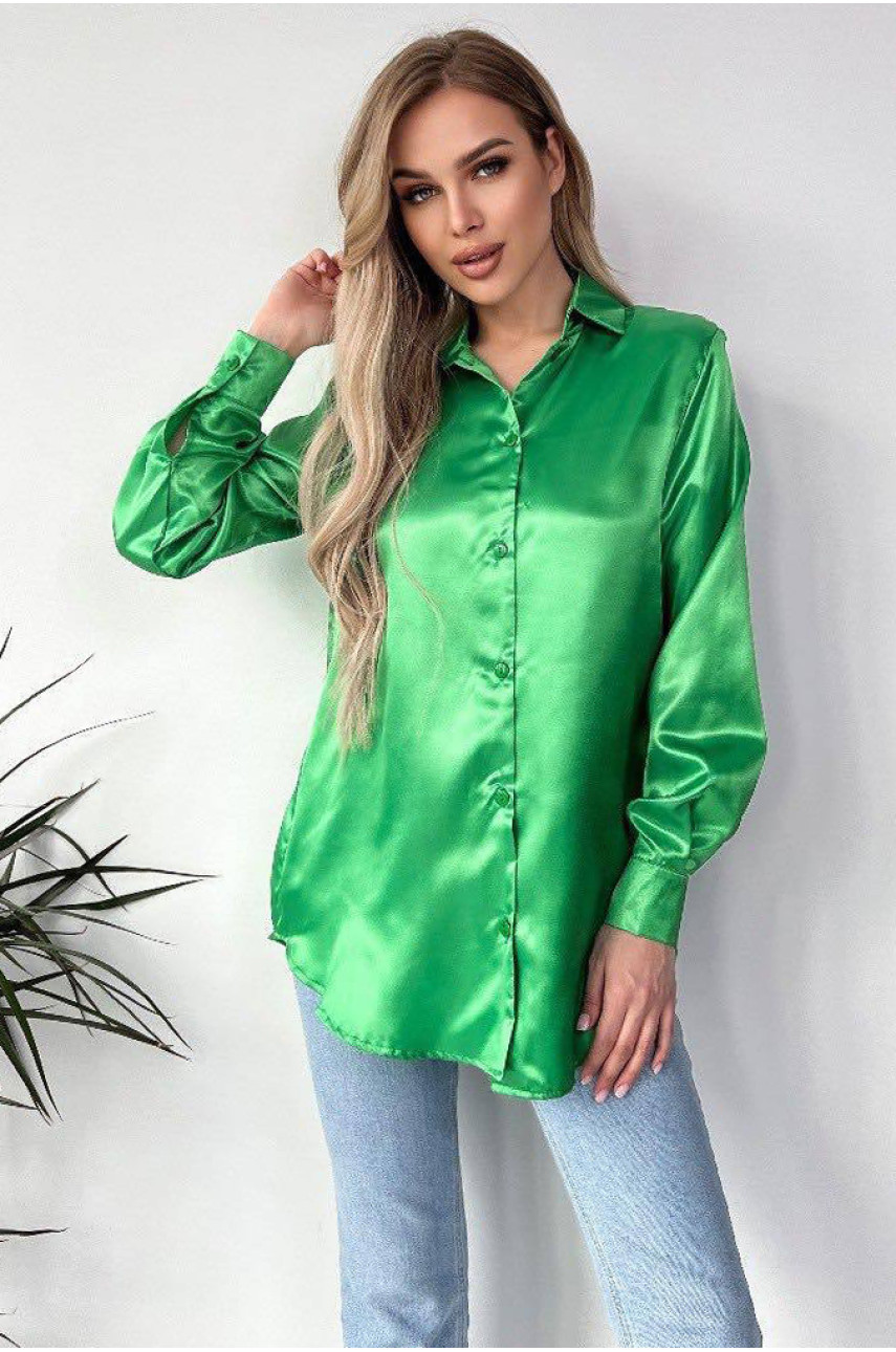 Сорочка жіноча атласна зеленого кольору 1624 169101