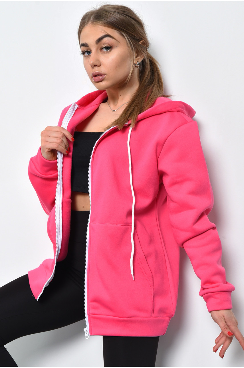 Спортивна жіноча кофта на флісі рожевого кольору 052 169256