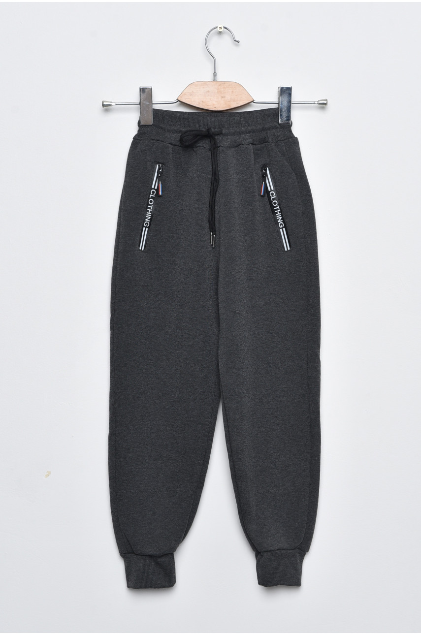 Спортивні штани дитячі для хлопчика на флісі темно-сірого кольору А635-2 169275