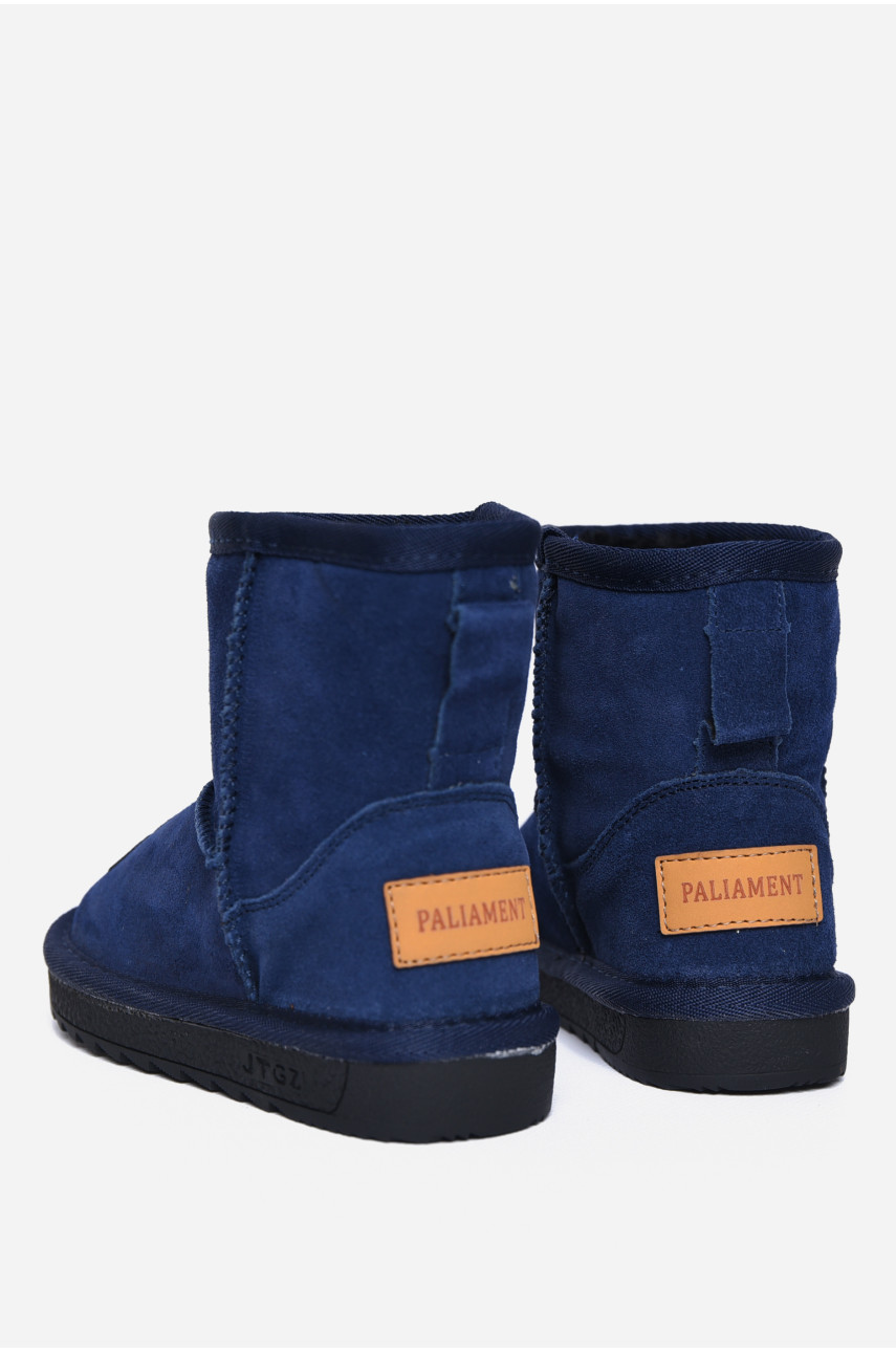 Уггі дитячі штучна замша темно-синього кольору без застібки В20956-1 169291