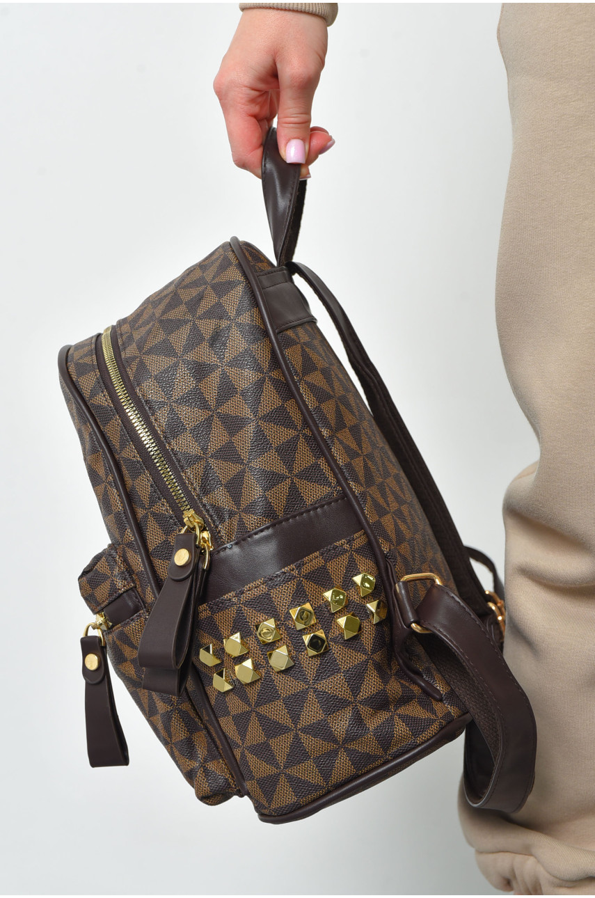 Рюкзак жіночий з принтом коричневого кольору 1518 169307