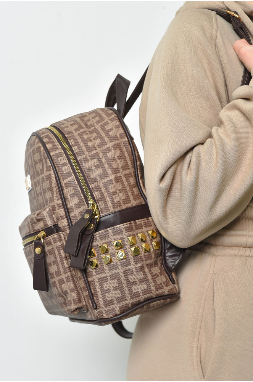 Рюкзак жіночий з принтом коричневого кольору 1518 169314