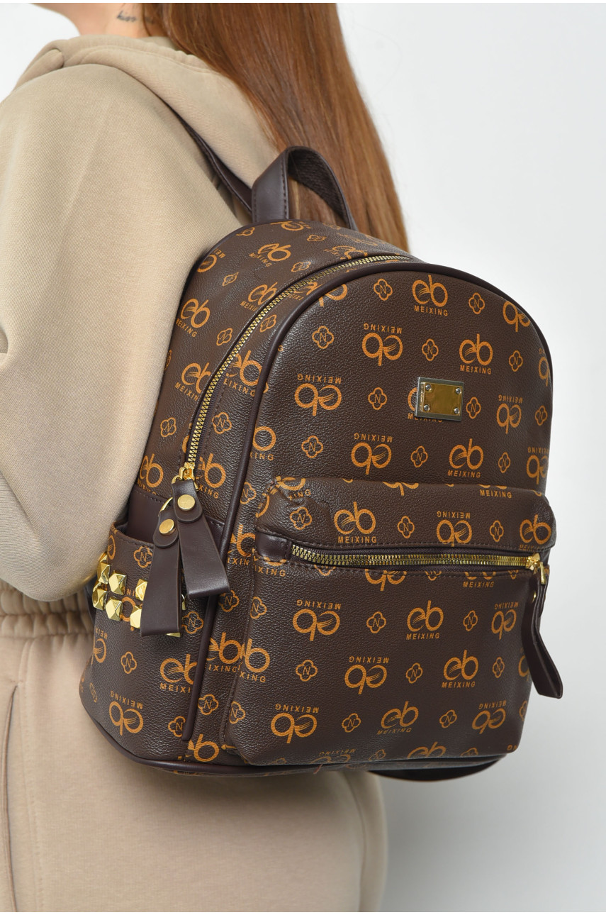 Рюкзак жіночий з принтом коричневого кольору 1518 169315