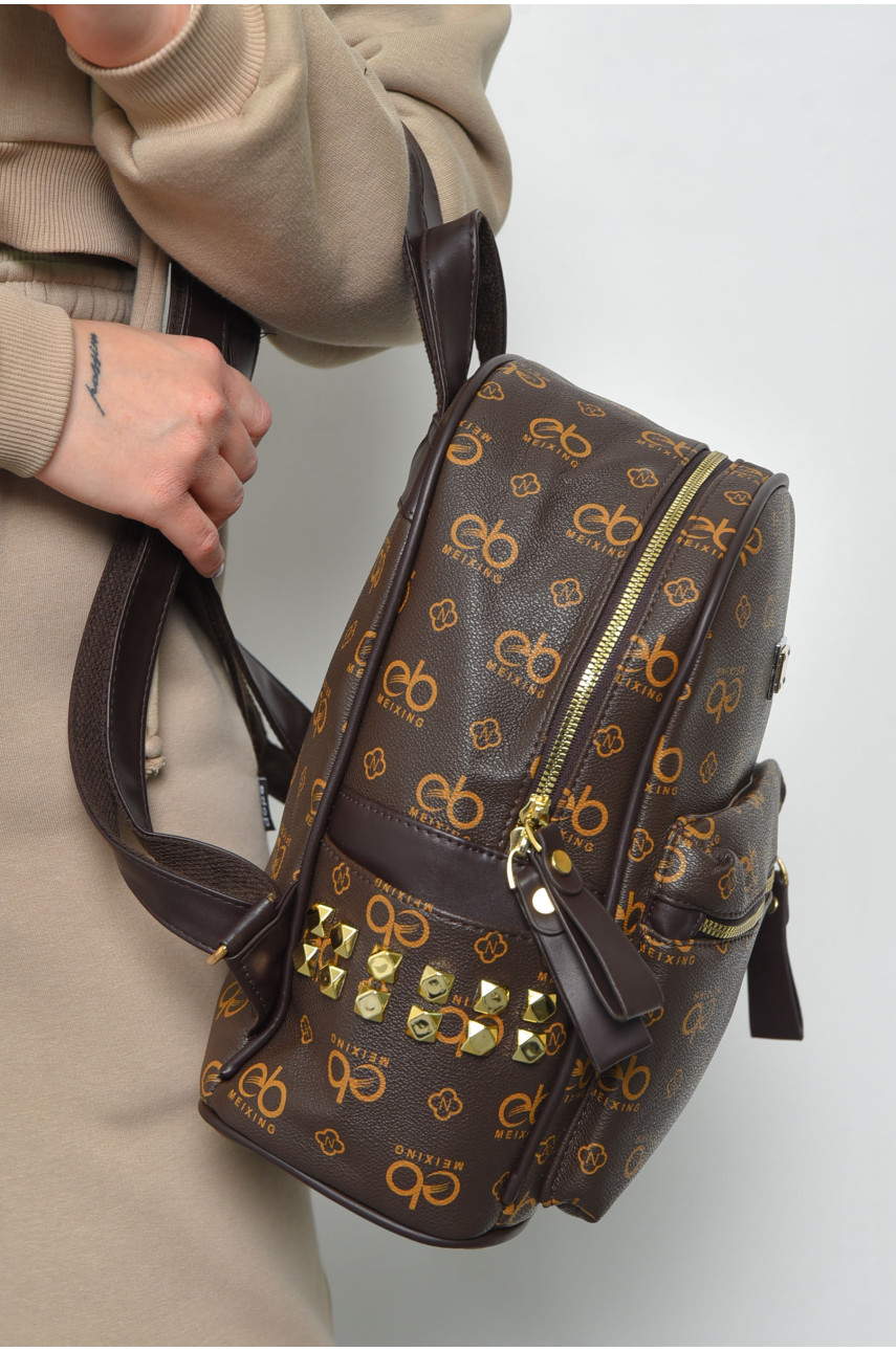 Рюкзак жіночий з принтом коричневого кольору 1518 169315