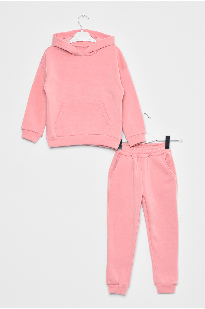 Спортивный костюм детский для девочки на флисе розового цвета 169319