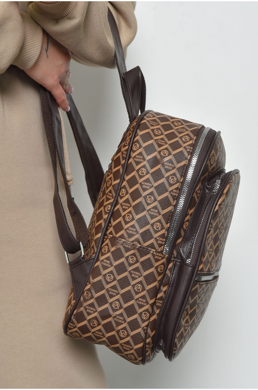 Рюкзак жіночий з принтом коричневого кольору 223 169328