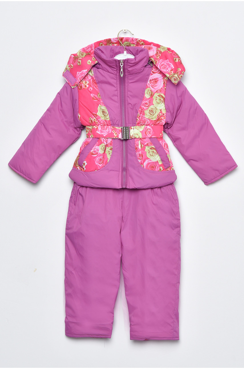 Куртка та напівкомбінезон дитячий для дівчинки єврозима фіолетового кольору F76T 169407