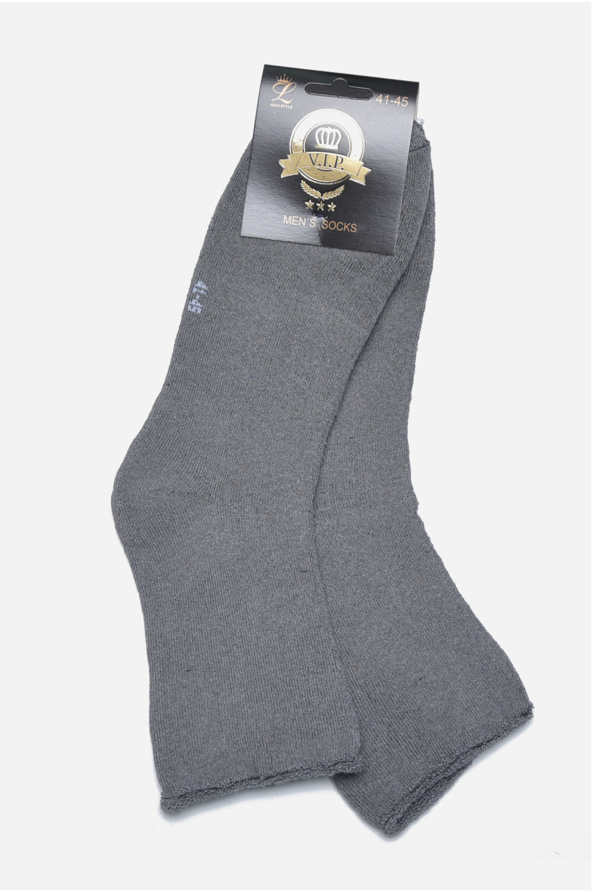 Шкарпетки чоловічи медичні махрові сірого кольору без гумки розмру 41-45 169419