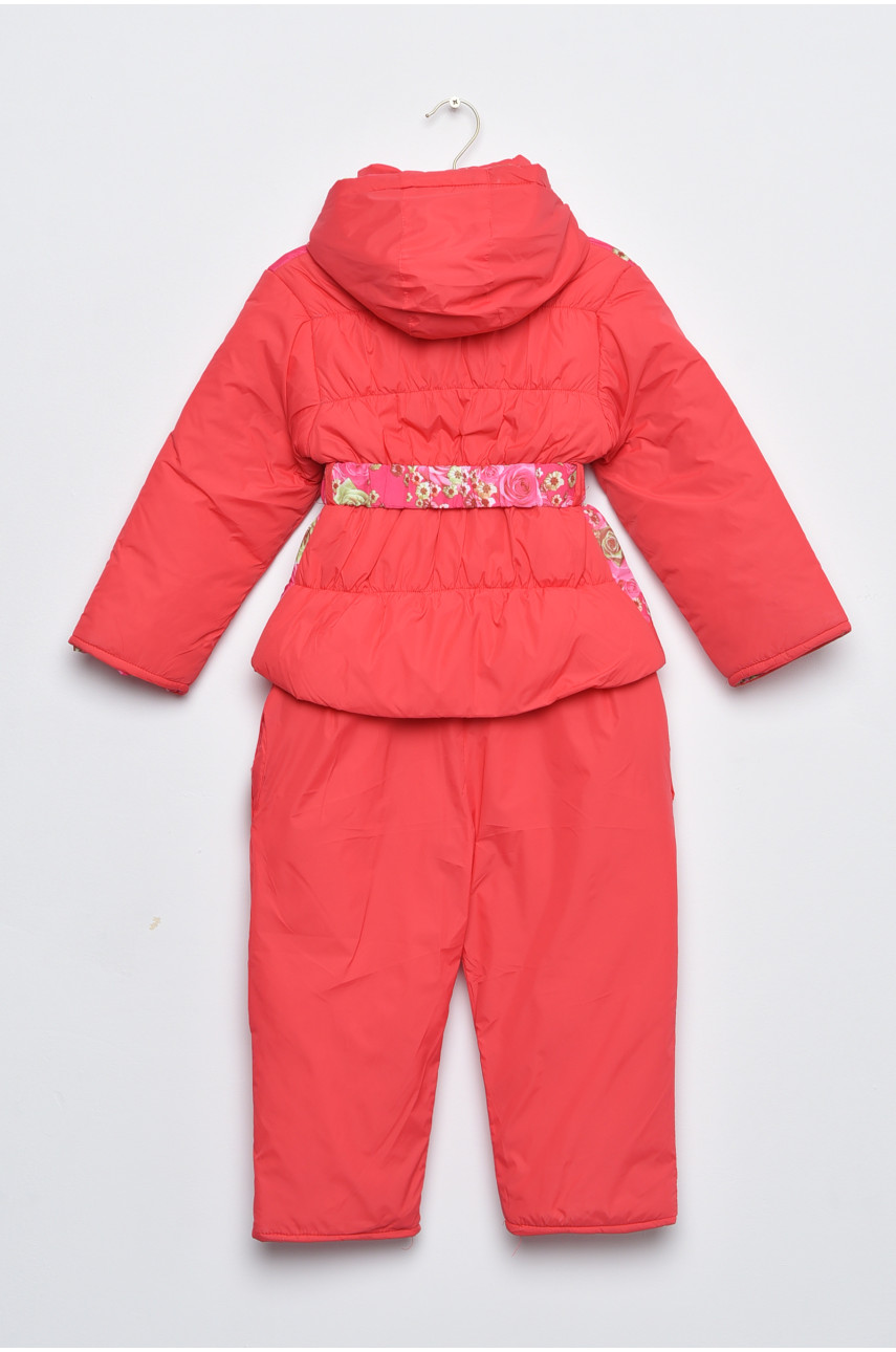 Куртка та напівкомбінезон дитячий для дівчинки єврозима коралового кольору F76T 169431