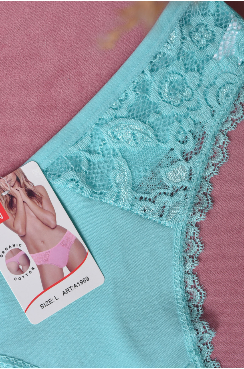 Стринги женские с гипюром мятного цвета 1969 169647 Стринги женские с гипюром мятного цвета 1969 169647