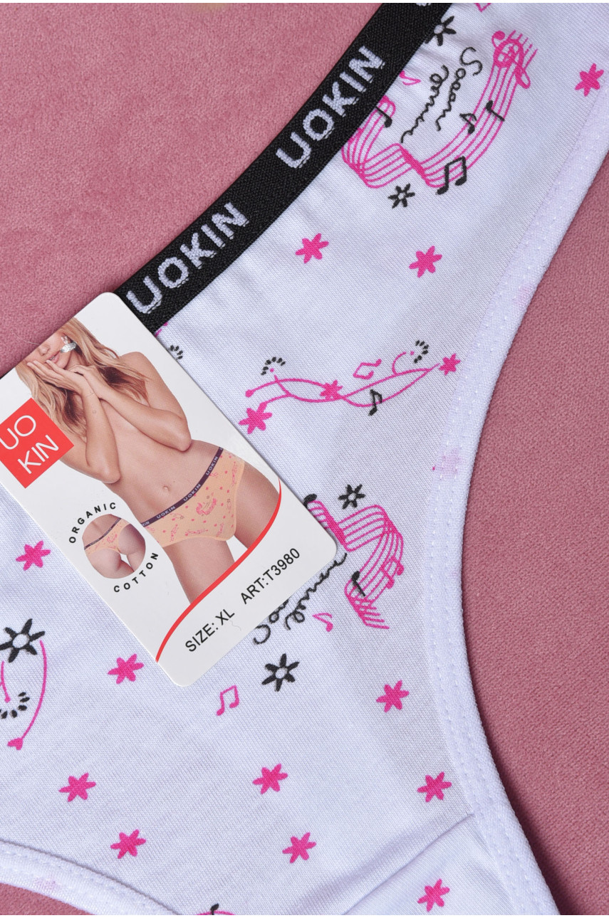 Стрінги жіночі з принтом білого кольору А3980 169773