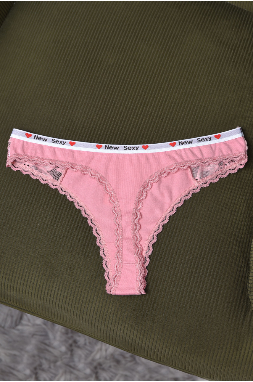 Стрінги жіночі з гіпюровими вставками темно-рожевого кольору Х2650 169867