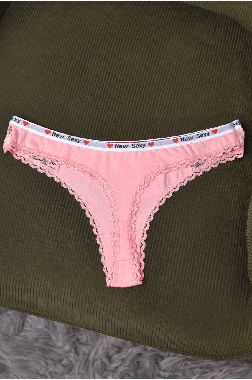 Стрінги жіночі з гіпюровими вставками рожевого кольору Х2650 169868