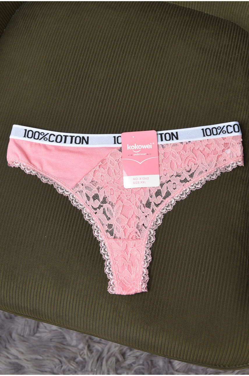Стрінги жіночі з гіпюровими вставками рожевого кольору Х1262 169890