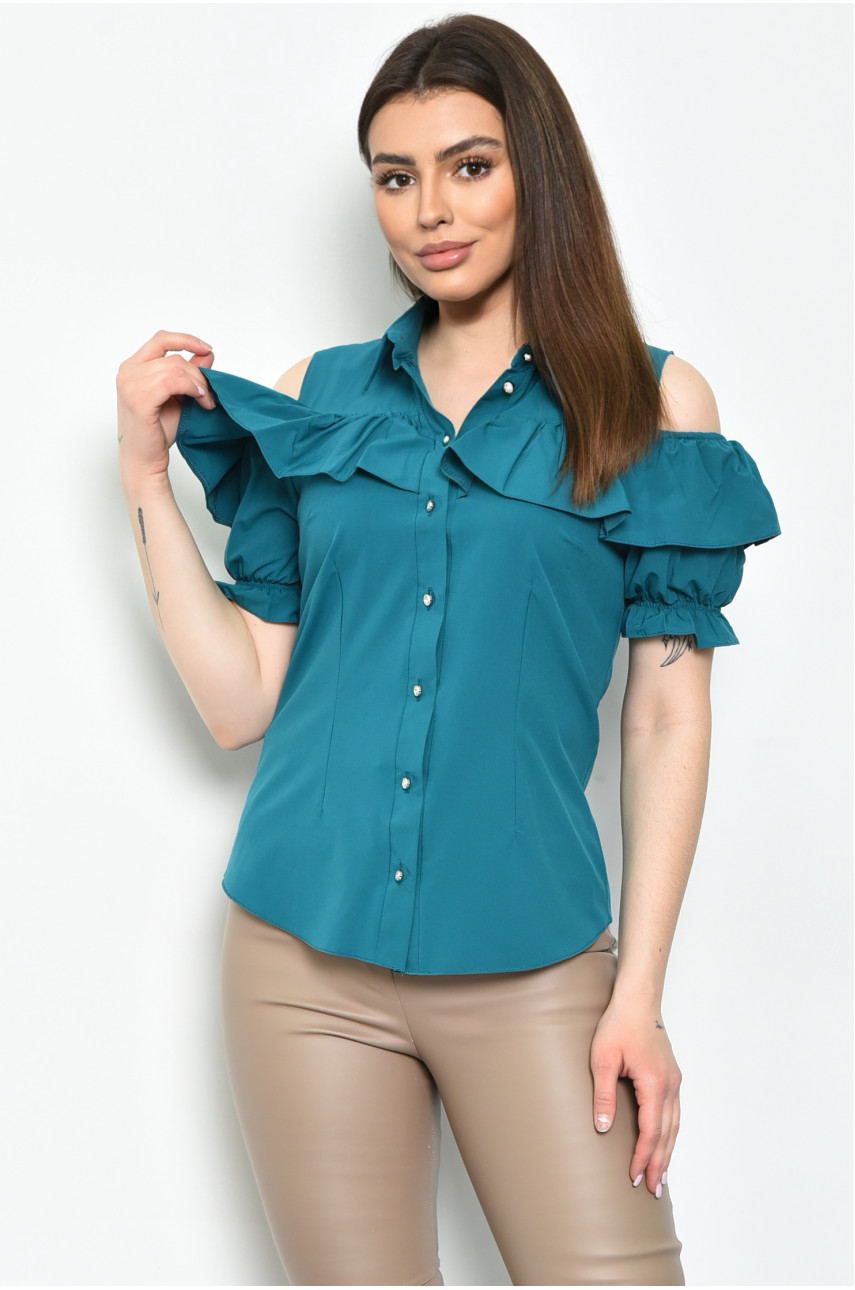 Блуза жіноча однотонна смарагдового кольору 137985 169982