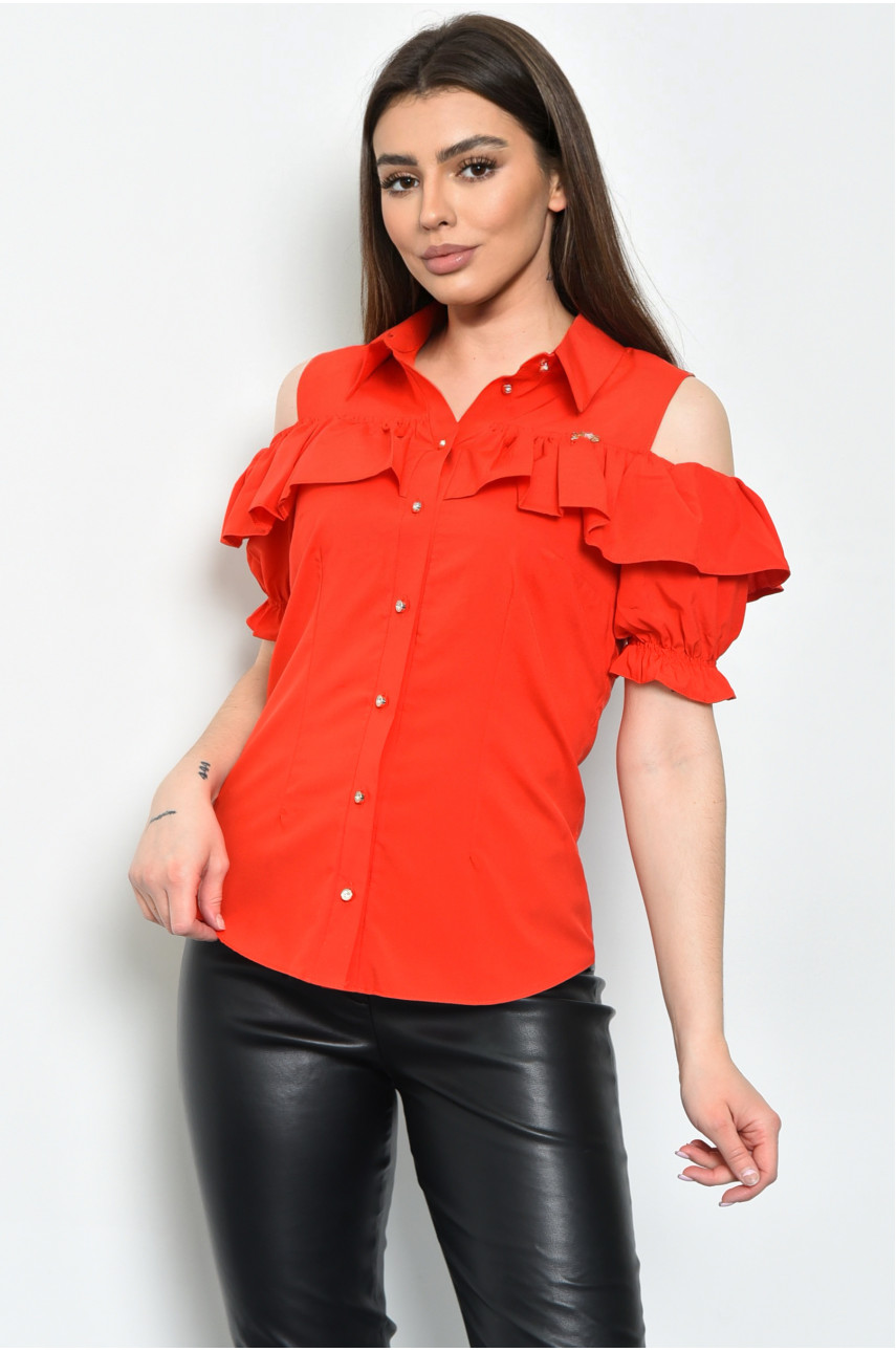 Блуза жіноча однотонна червоного кольору 137831 169989