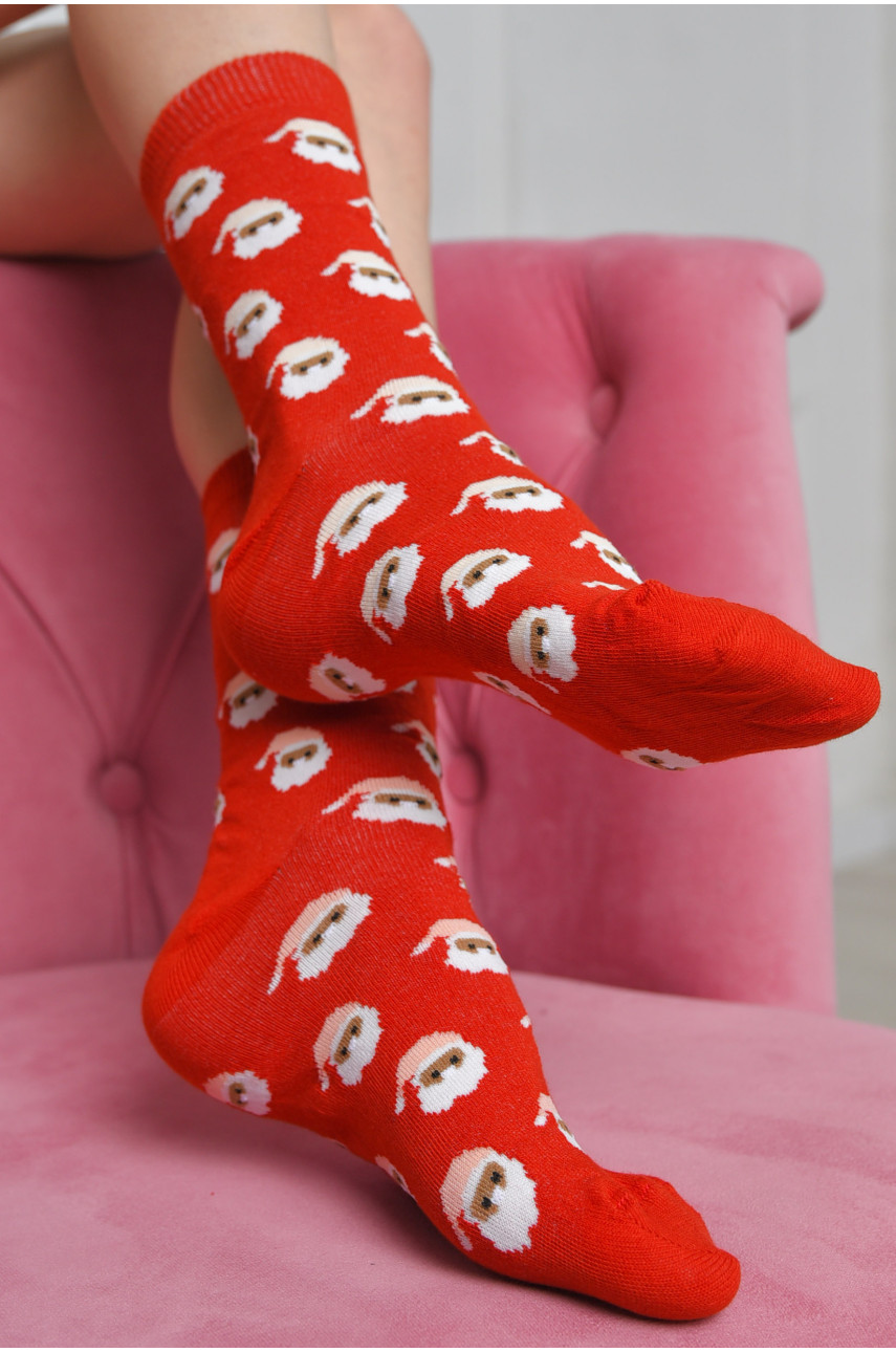 Носки женские новогодние красного цвета размер 36-40 170070