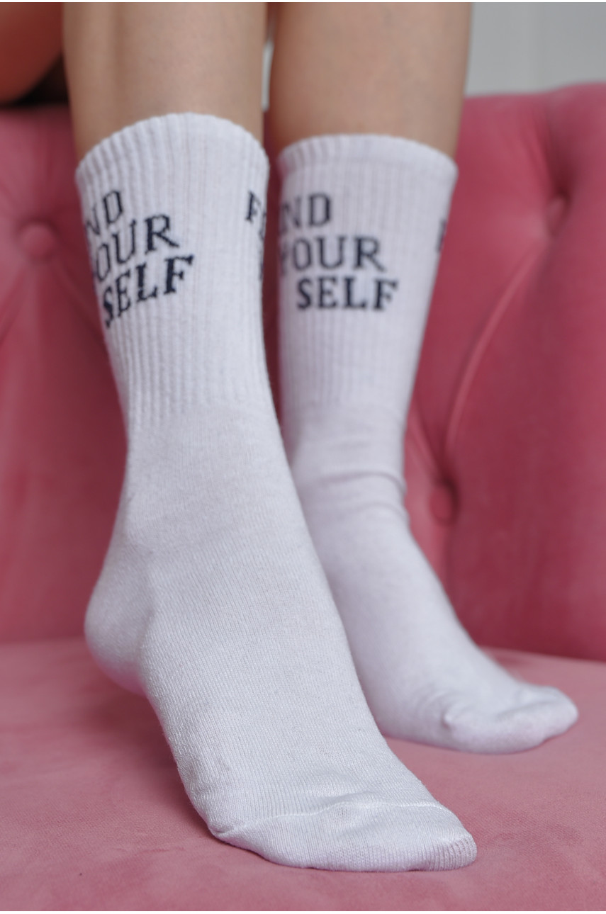 Шкарпетки жіночі високі білого кольору розмір 36-40 170097