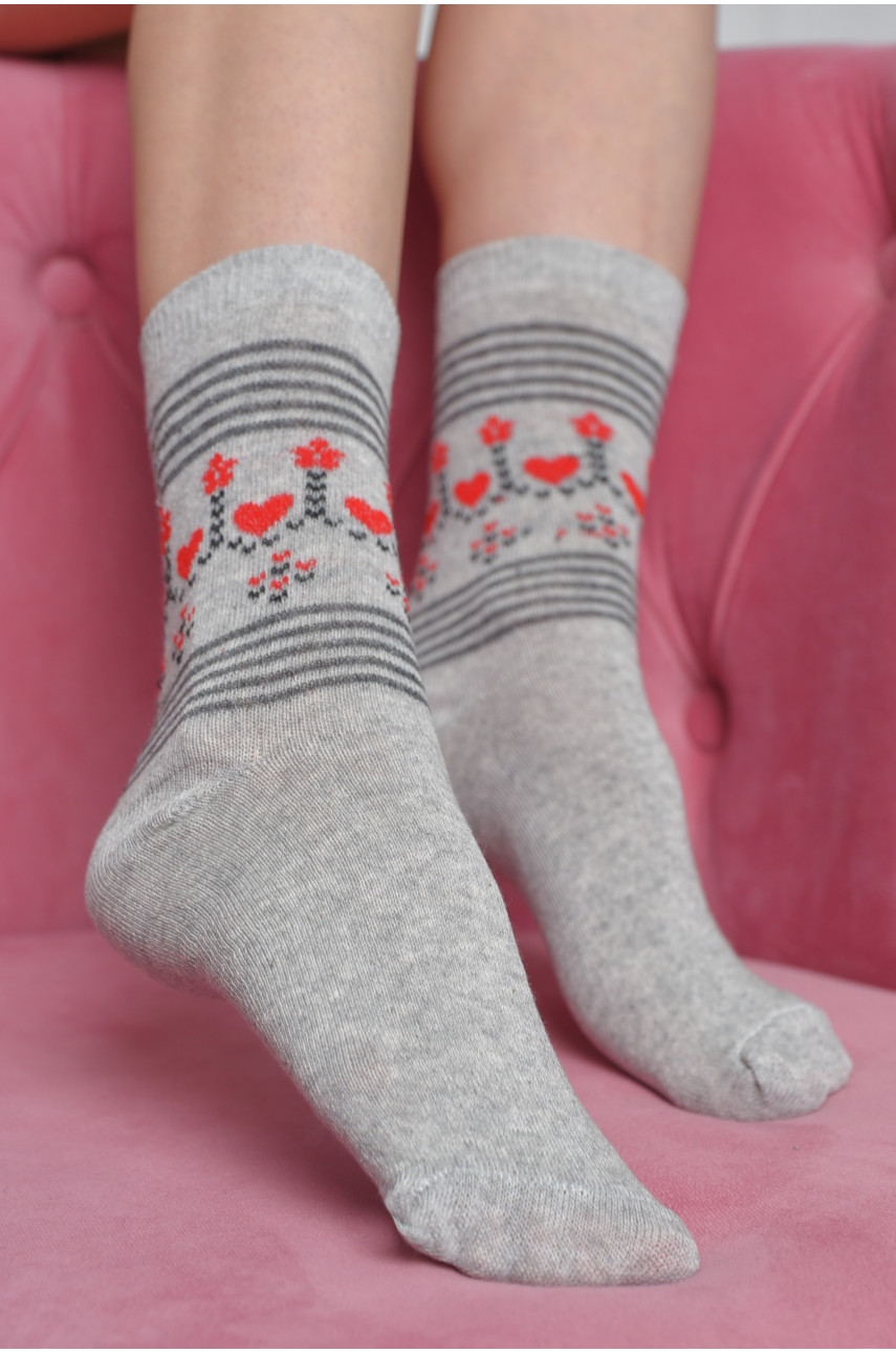 Шкарпетки жіночі з малюнком сірого кольору розмір 36-40 170122