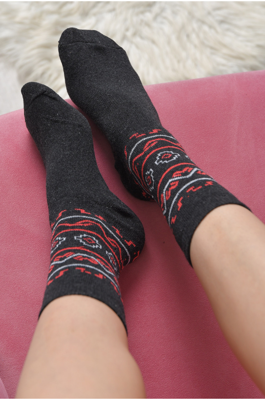 Шкарпетки жіночі з малюнком темно-сірого кольору розмір 36-40 170145
