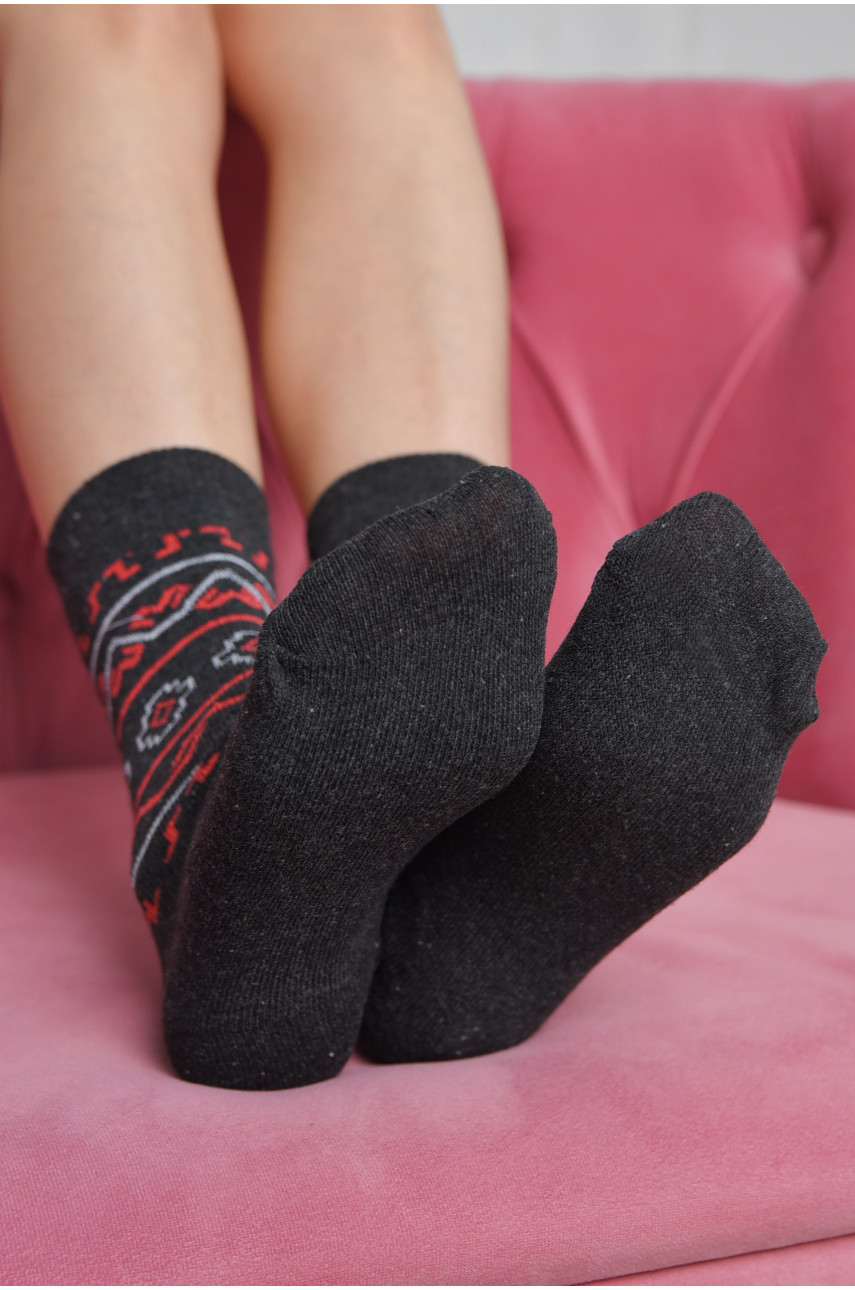 Шкарпетки жіночі з малюнком темно-сірого кольору розмір 36-40 170145