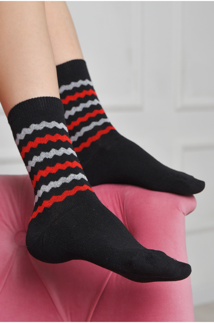 Шкарпетки жіночі з малюнком чорного кольору розмір 36-40 170149