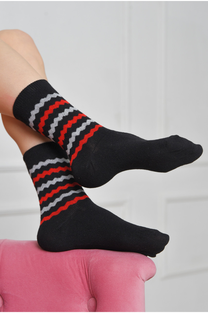 Шкарпетки жіночі з малюнком чорного кольору розмір 36-40 170149