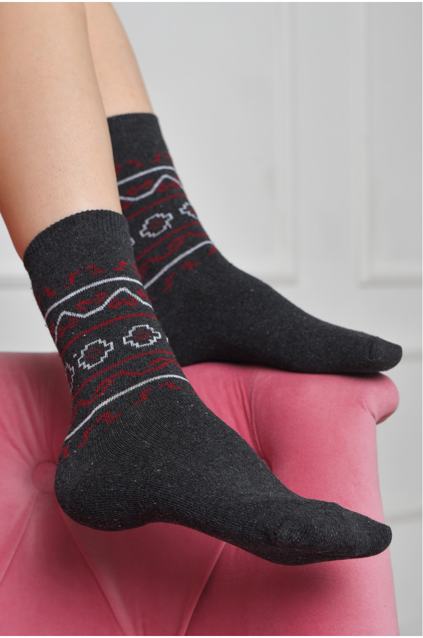 Шкарпетки жіночі з малюнком темно-сірого кольору розмір 36-40 170150