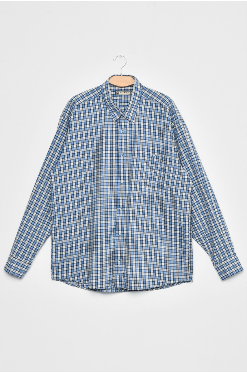 Рубашка мужская батальная голубого цвета в клеточку 170217