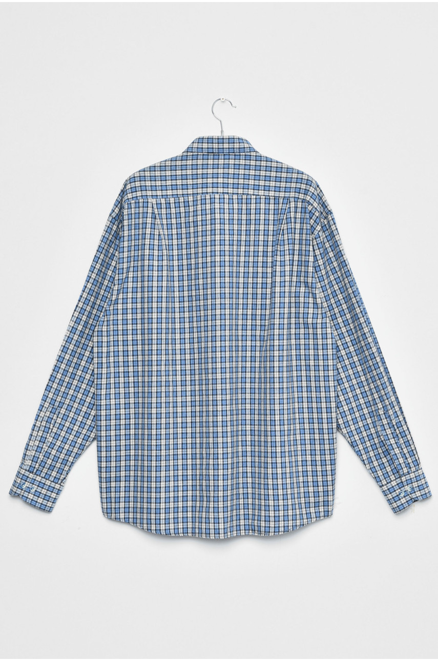 Рубашка мужская батальная голубого цвета в клеточку 170217