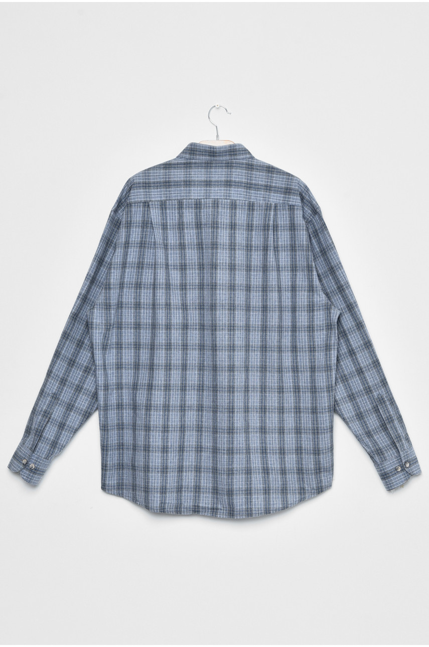 Рубашка мужская батальная светло-голубого цвета в клеточку 170229