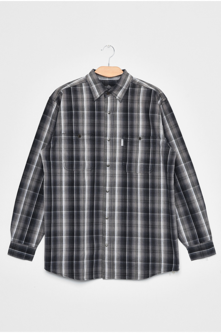 Рубашка мужская батальная серого цвета в поллоску 1048 170287