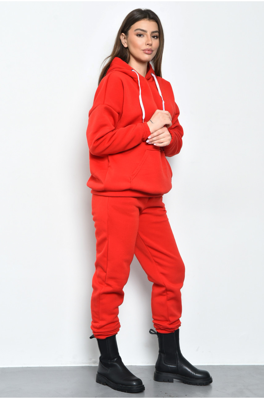 Спортивний костюм жіночий на флісі червоного кольору 170507