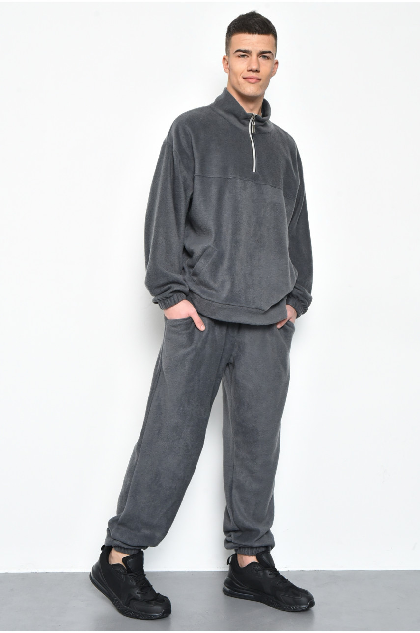 Спортивный костюм мужской флисовый серого цвета размер 46-48 170595