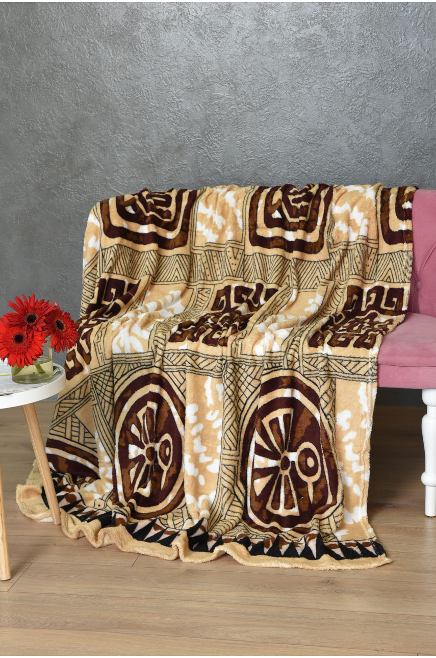 Плед коричневого цвета с принтом размер 180*200 170598