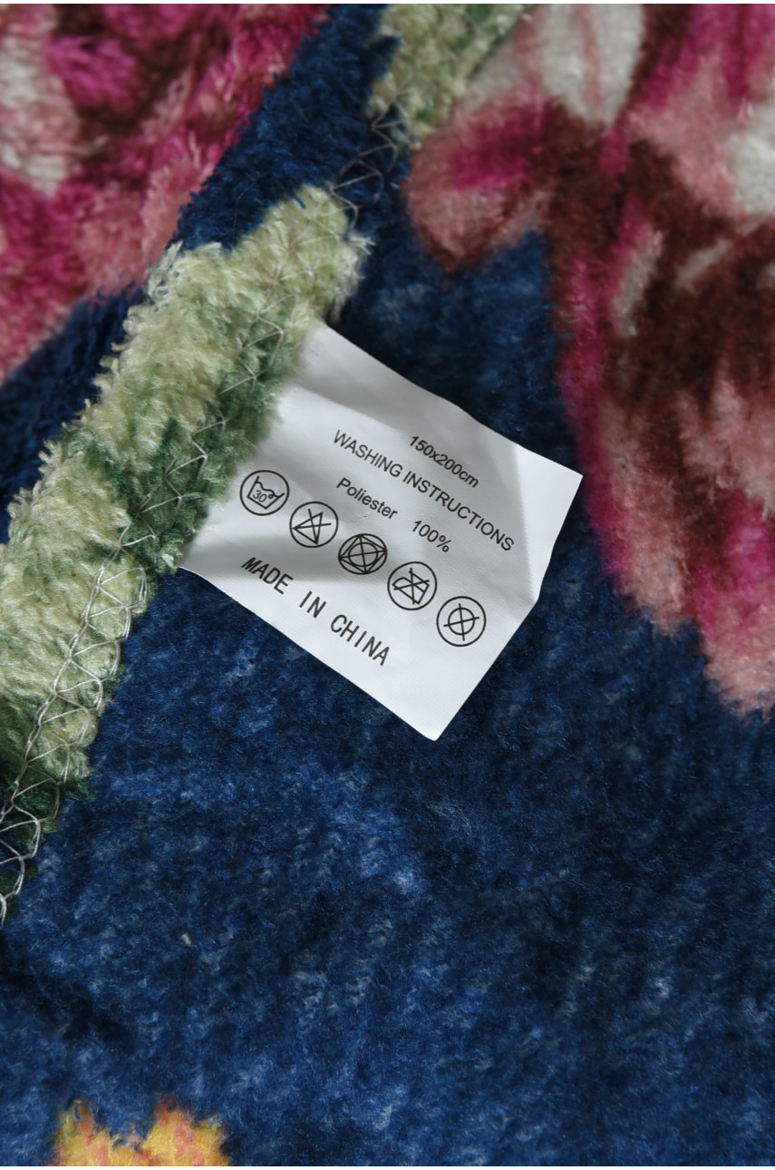 Плед синего цвета с цветочным принтом размер 150*200 170613