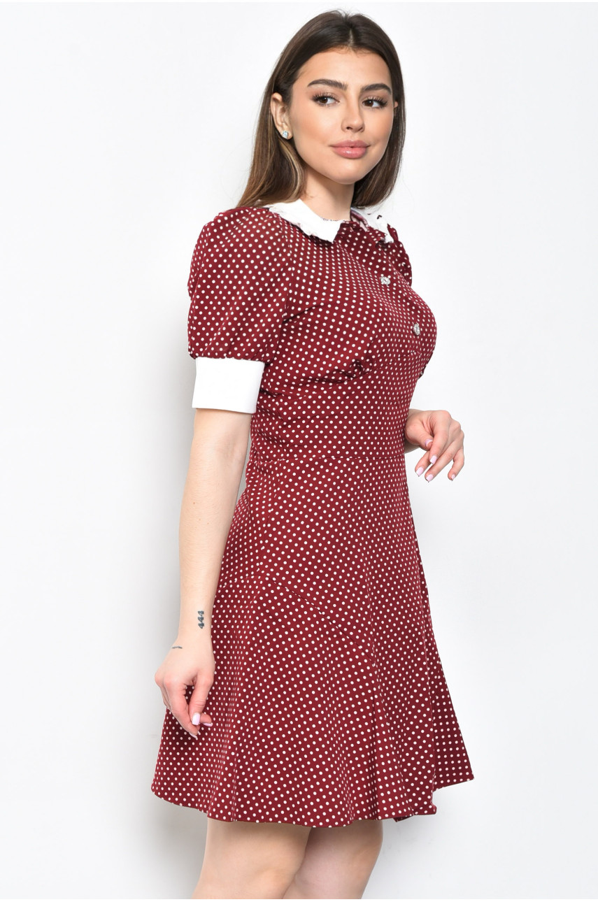 Платье женское в горошек бордового цвета 240 170630