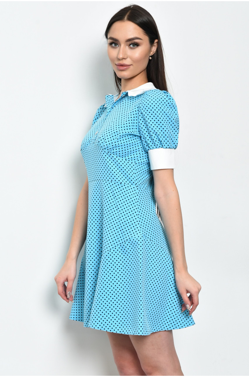 Платье женское в горошек голубого цвета 240 170634