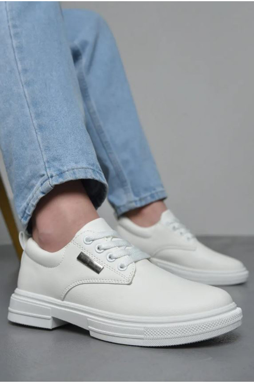 Туфлі жіночі білого кольору на шнурівці 582-1 170704