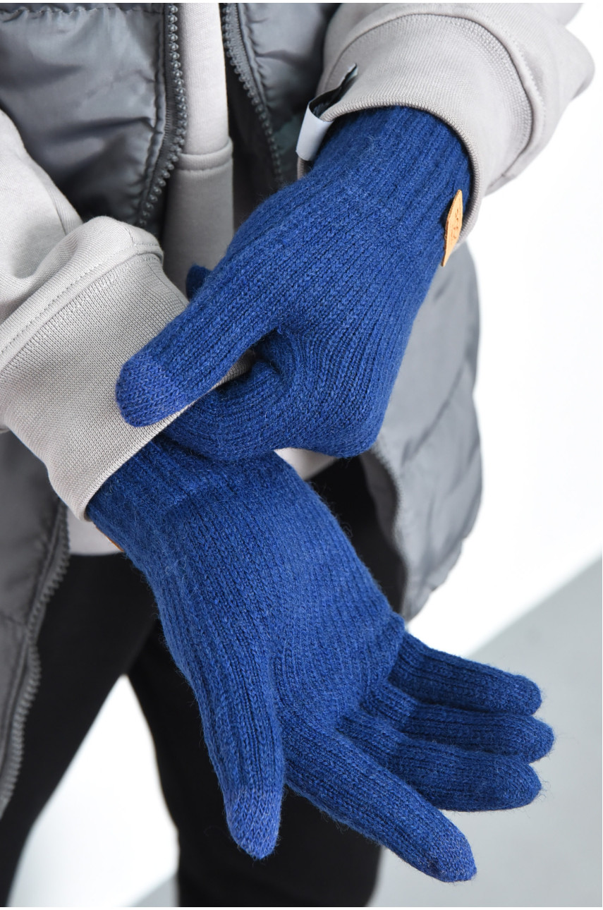 Перчатки мужские сенсорные с утеплителем синего цвета 8871 170847